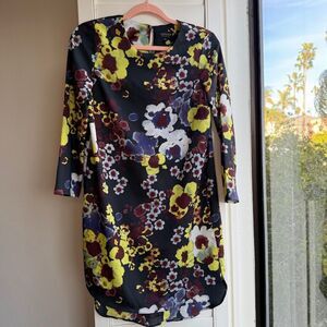 Topshop Bright Floral 3/4 sleeve Mini Tunic Dress size 4